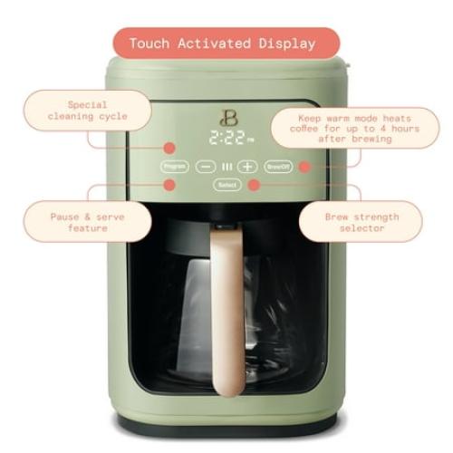 Beautiful 14-Cup Programmable Drip Coffee Maker with Touch-Activated Display, Sage Green by Drew Barrymore