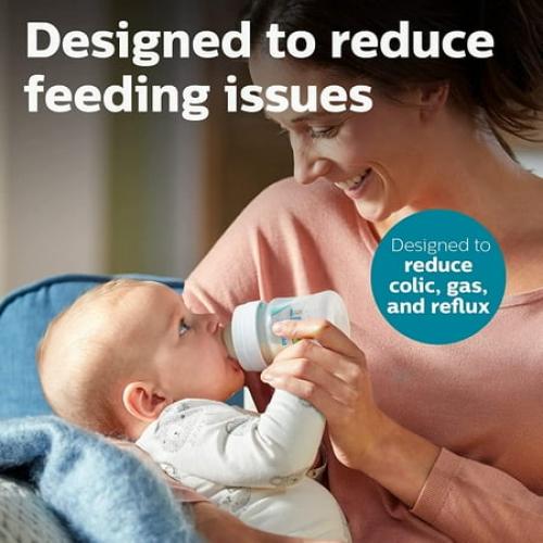 Philips AVENT Anti-Colic Baby Bottles with AirFree Vent, 4oz, 4pk, Clear, SCY701/04