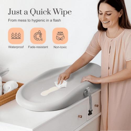 Wipe-Clean Changing Pad, Waterproof & Wipeable, Soft & Non-Slip Diaper Adjustable Safety Belt, Changing Pad for Dresser, Changing Table
