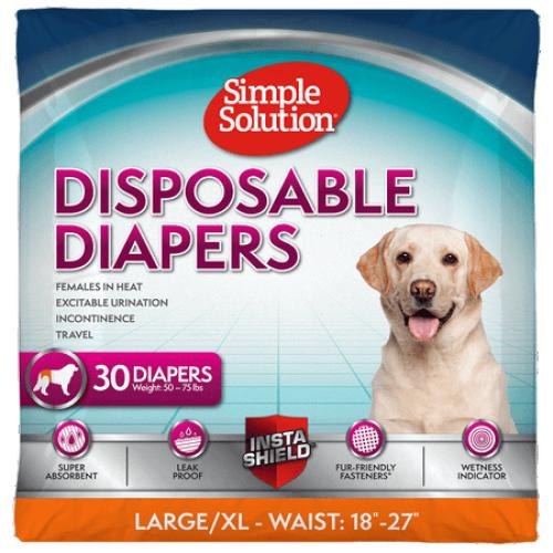 Simple Solution True Fit Disposable Female Dog Diaper - L/XL - 30 Count