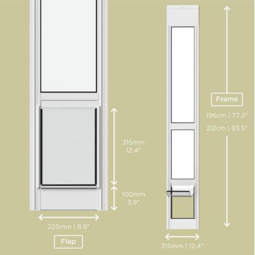 Hakuna Pets Medium White Glass Sliding Door Patio Pet Door, With Lockable Flap, Suitable for Most Sliding Doors