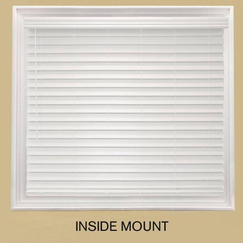 White Cordless Premium Faux Wood blinds with 2.5 in. Slats - 35 in. W x 48 in. L (Actual Size 34.5 in. W x 48 in. L)