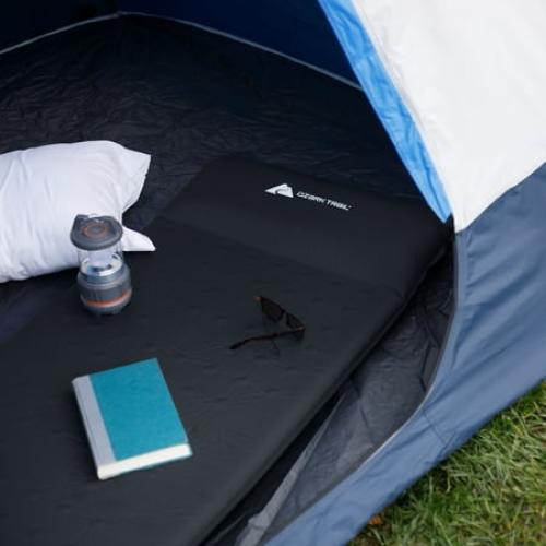 Ozark Trail Self-Inflating Camp Pad with Pillow - Grey, Adult, 78 L x 25 W x 2 H