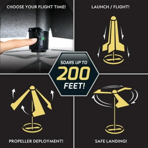 NATIONAL GEOGRAPHIC Rocket Launcher for Kids – Motorized Air Rocket, Self-Launching Rocket Toy with Safe Landing, Launch Rocket up to 200 ft.