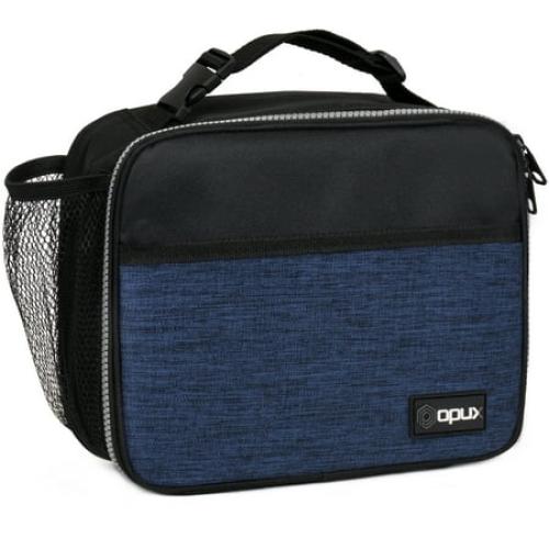 OPUX Insulated Lunch Bag Kids, Lunch Box for School Boy Girl, Leakproof Small Reusable Compact Soft Mini Cooler Bag, Toddler Small Lunch Boxes Kit Pail with Front Side Pockets (Navy)