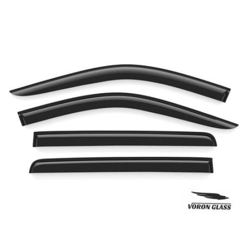 Voron Glass Tape-on Extra Durable Rain Guards for Trucks Chevrolet (Chevy) Silverado/GMC Sierra 2500HD, 3500HD 2020-2026 Crew Cab, Window Deflectors, Vent Window Visors, 4 Pieces - 120086v2