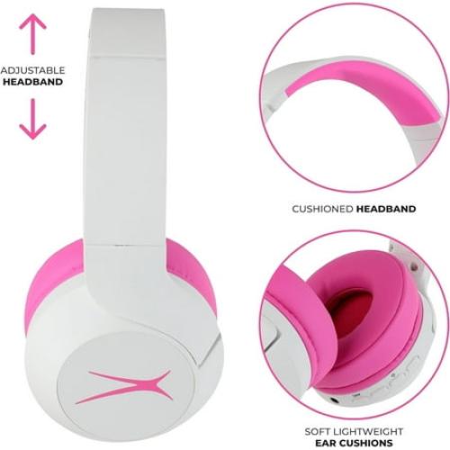Altec Lansing KID SAFE 2-IN-1 MZX4500 - Headphones - on-ear - Bluetooth - wireless, wired - active noise canceling - 3.5 mm jack - whiteout pop pink