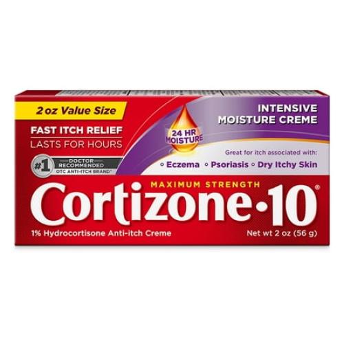Cortizone-10 Intensive Moisture 1% Hydrocortisone Anti Itch Cream for Eczema and Bug Bite Relief, Maximum Strength, 2 oz