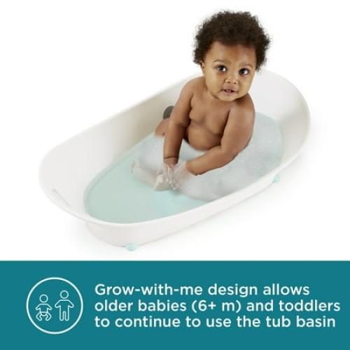 Contours Oasis 4-in-1 Comfort Cushion Baby Bathtub, Newborn, Infant andToddler Bath - White