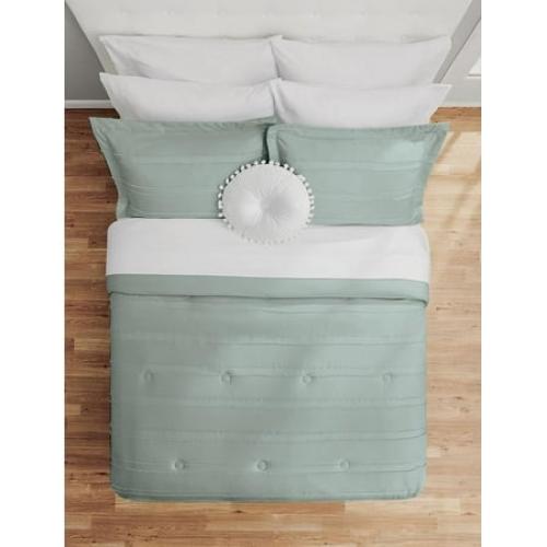 Mainstays Mint 10 Piece Bed in a Bag Comforter Set with Sheets, Queen