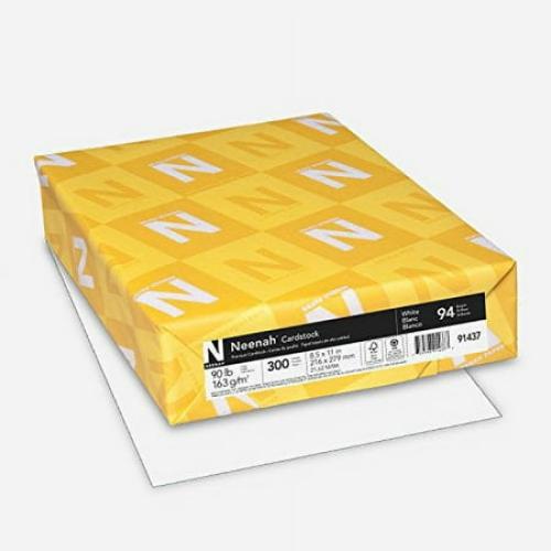Neenah Cardstock, 8.5 x 11, 90 lb/163 gsm, White, 94 Brightness, 300 Sheets (91437) Single