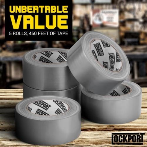 Lockport Silver Duct Tape Strong Flexible Waterproof 5 Roll 1.88 Inch x 30 Yards