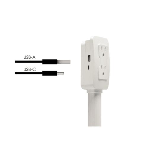 EZ Outlet Electrical Outlet Extender: Access Hard-to-Reach Outlets! For Use Behind Couches, Nightstands, Desks, etc. USB-A, USB-C, two AC outlets. Extends 22-34. Safety Certified!