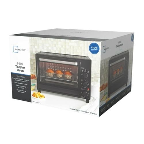 Mainstays XL Toaster Oven, 34QT, 6-Slice Family Size, Black, 1500W, New