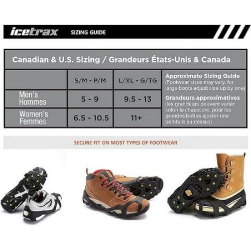 ICETRAX V3 Tungsten Crampons, Ice Cleats for Shoes and Boots - Ice Grips for Snow and Ice, Non-Slip Shoe Grippers with Reflective Heel (Black, S/M)