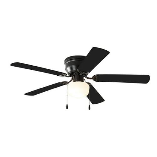 Mainstays 52 inch Hugger Indoor Ceiling Fan with Light Kit, Black, 5 Blades,, Reverse Airflow