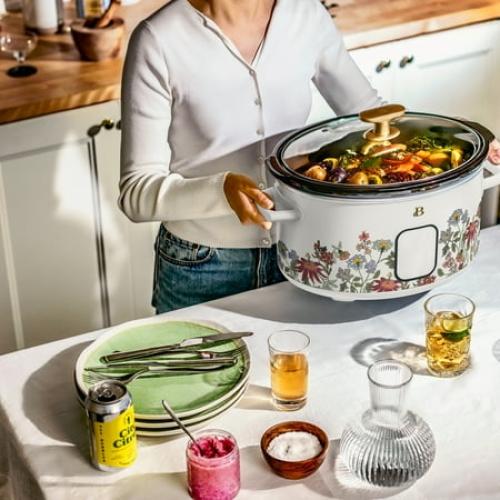 Beautiful 6 Qt Programmable Slow Cooker, Wildflower White Icing by Drew Barrymore