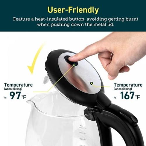 Cosori Electric Kettle for Tea, Water Kettle with Automatic Shut off, Stainless Steel, 1.7L, Black