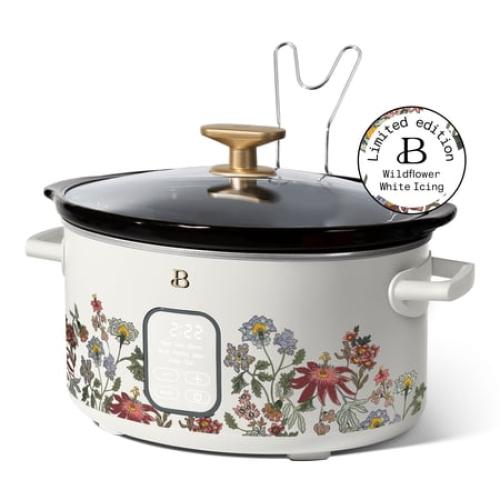Beautiful 6 Qt Programmable Slow Cooker, Wildflower White Icing by Drew Barrymore