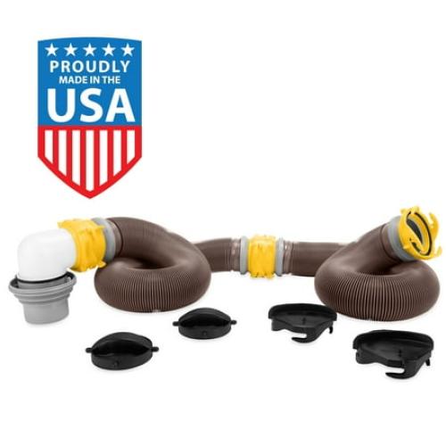 Camco Revolution 360 20-Foot Heavy-Duty Camper/RV Sewer Hose Kit | HTS Vinyl, Multicolor (39628)