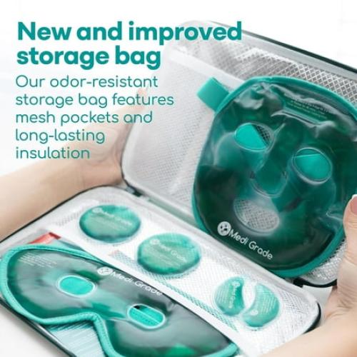 Medi Grade Adult Cooling Mask – Ice Face and Eye Mask with Chillgel for Puffy Eyes & Migraine Relief