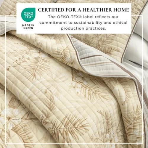 Ridge & Cove Tropical Palms Reversible KING SIZE / Cotton Quilt Set