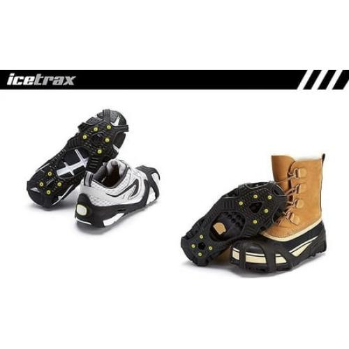 ICETRAX V3 Tungsten Crampons, Ice Cleats for Shoes and Boots - Ice Grips for Snow and Ice, Non-Slip Shoe Grippers with Reflective Heel (Black, S/M)
