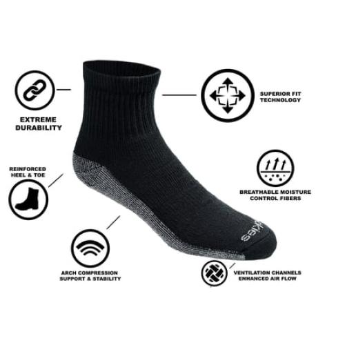 Dickies Men's Dri-tech Moisture Control Quarter Socks Multipack Shoe Size: 12-15 Black (6 Pair)
