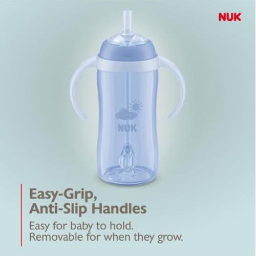 Color Blue NUK Learner Straw Cup 10oz - Toddler Cup with Soft Straw for Easy Drinking Suitable for Ages 8 Months and Up