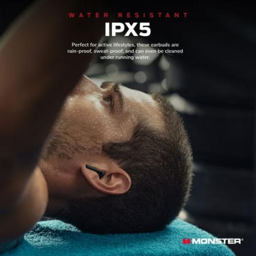 WHITE Monster DNA Go Wireless Earbuds, Bluetooth with aptX Audio, IPX5, Water Resistant, 15-Min Charge, Long Battery with Charging Case