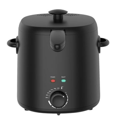 Mainstays 2 Qt Round Deep Fryer, Black, Detachable Basket, Adjustable Thermostat, Cool Touch Handle