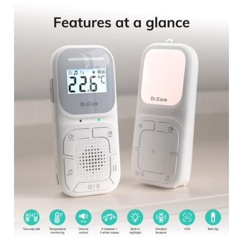 Dr.Care Portable Digital Audio Baby Monitor Built-in Nightlight , Hanging Cord 1000ft Range ABM002