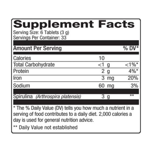 Pure Hawaiian Spirulina - 500 mg Tablets 200 Count