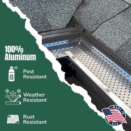 A-M Gutter Guard - 6 (50 feet, Mill Finish) Heavy-Duty Aluminum Gutter Guard - Leaf & Debris Protection for 5-inch and 6-inch Gutters, DIY-Easy, Lifetime Warranty, Made in the USA