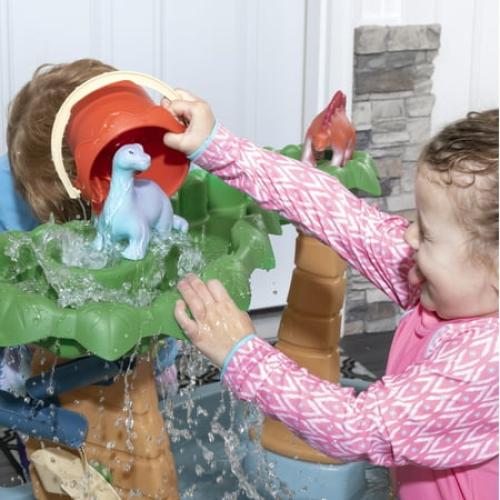 Step2 Dino Showers Gray Plastic Water Table for Toddlers with 13-piece Playset