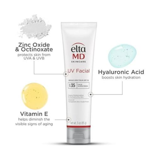 EltaMD UV Facial Sunscreen, SPF 35 Moisturizing Sunscreen for Face, Formulated with Hyaluronic Acid and Zinc Oxide Face Moisturizer, 3.0 oz Tube