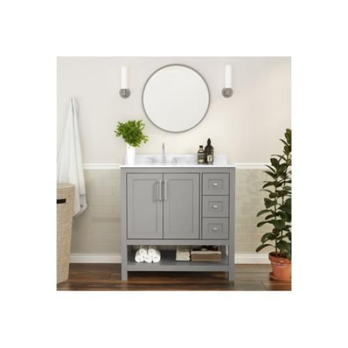 Flash Furniture Vega - Vanity cabinet - 3 drawers - 2 shelves - 2 doors - fiberboard - gray