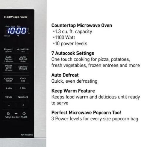 Panasonic 1.3 cu ft Countertop Microwave Oven in Glass Door