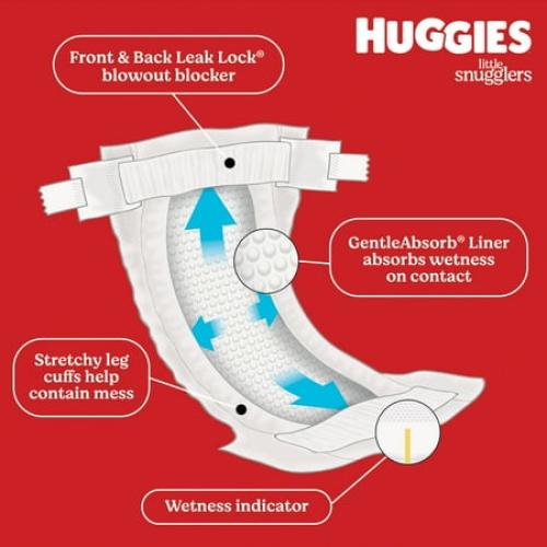 Huggies Little Snugglers Baby Diapers, Size Newborn (up to 10 lbs), 84 Count (Select for More)