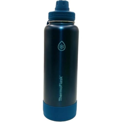 ThermoFlask Stainless Steel Water Bottle, 40 Fluid Ounce (2 Pack) (Blue/Silver)