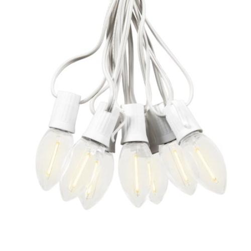 Novelty Lights C9 LED Christmas Warm White Smooth Plastic Light Set, White Wire (25 Bulbs, 25 Feet)