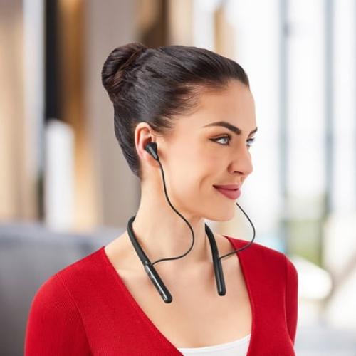 onn. Wireless Neckband Earphones, Black
