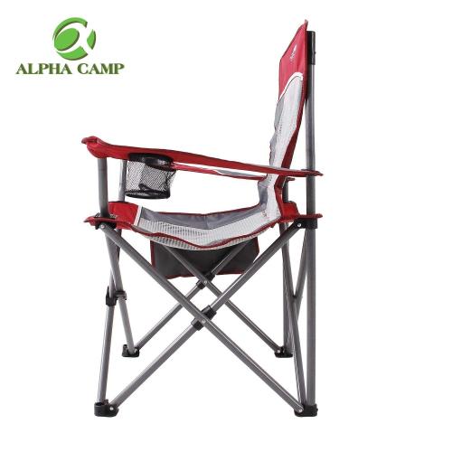 ALPHA CAMP Oversized Mesh Back Camping Folding Chair Heavy Duty Support 350 LBS Collapsible Steel Frame - Black Grey