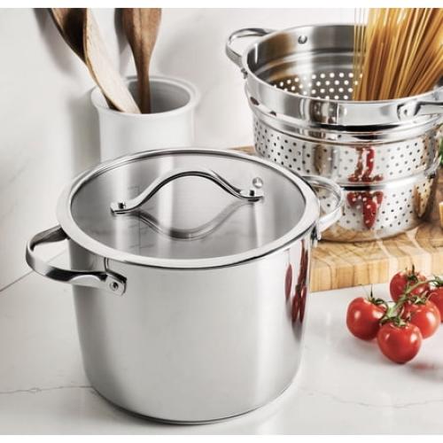 Tramontina 8-Quart Stainless Steel Tri-ply Base Multicooker with Pasta Insert