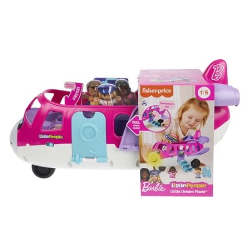 Little People Barbie Toy Airplane with Lights Music and 3 Figures, Little Dream Plane, Toddler Toys