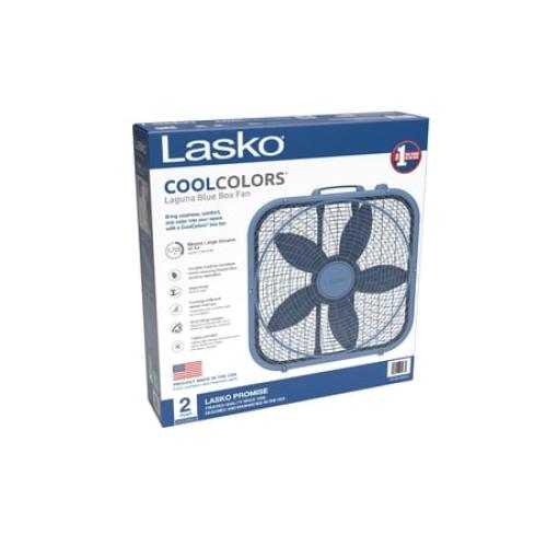 Lasko Cool Colors 20 3-Speed Energy Efficient Box Fan, Laguna Blue, B20312