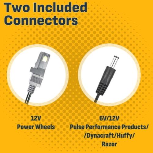 Schumacher Electric Automatic Battery Charger for Ride-On Toys 3 Amps, 6/12V 3 or 4 Wheeled Toy Car Battery Cable Connector, CR7
