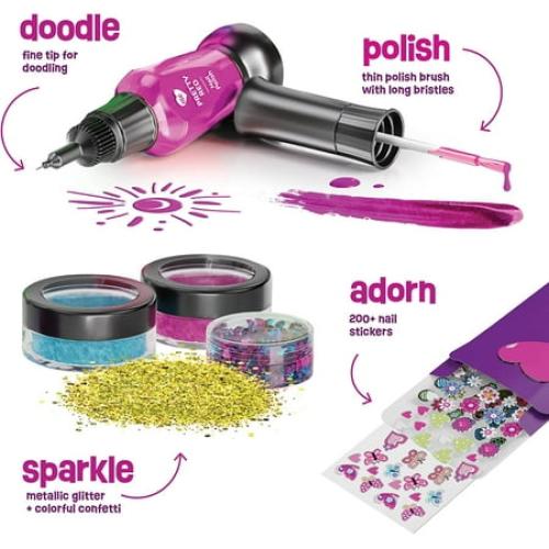 Pretty Me Nail Art Studio for Girls - Nail Polish Kit for Kids Ages 7-12 Years Old - Girl Gifts Ideas - Girls Nails Gift Set - Cool Girly Stuff - Polish, Pens, Glitter, Stickers, Gems, Filer