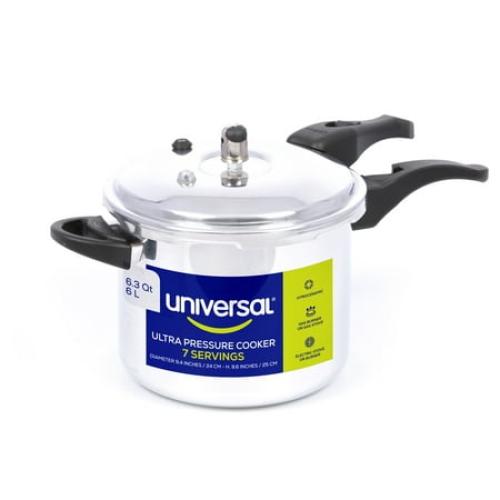 Universal 6.3Qt / 6L Anti-Rust Ultra Pressure Cooker for 7 Servings, Aluminum Pressure Cooker, Even Heat Distribution, Diameter 9.4 in - 24 cm / Height 9.6 in - 24 cm
