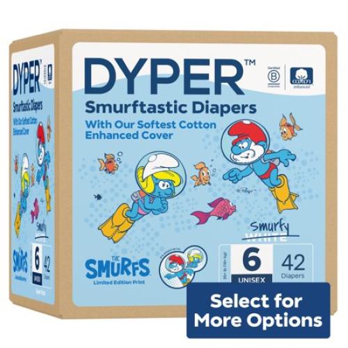 DYPER Cotton-Enhanced Diapers Smurfs Edition, Size 6, 42 Count (Select for More Options)